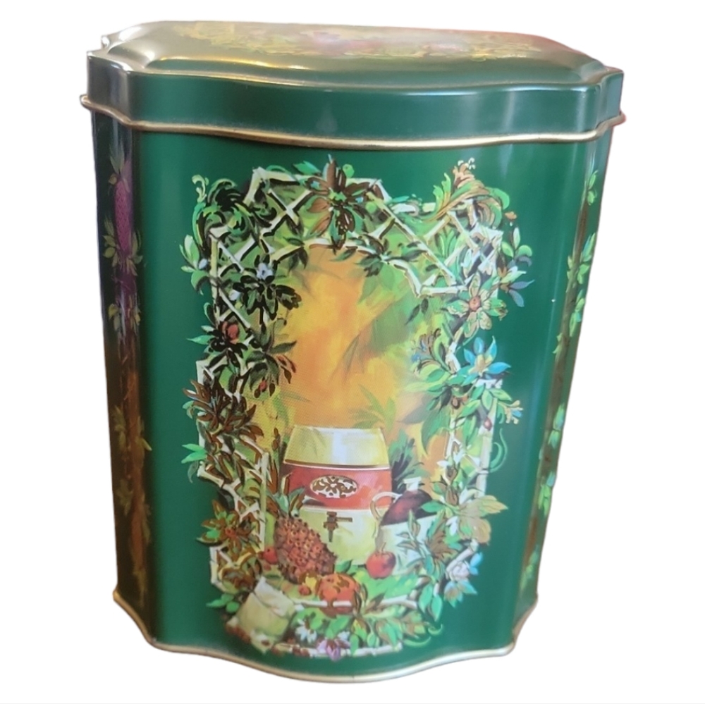 Vtg 81 Avon Christmas Collector Tin Box Canister England